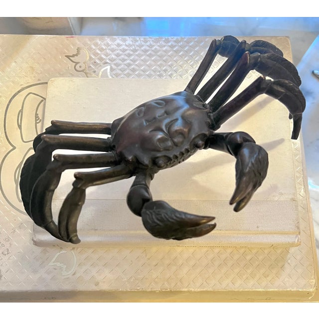 19th Century Okimono Bronze Japanese Crab Sculpture Paperweight For Sale - Image 9 of 11
