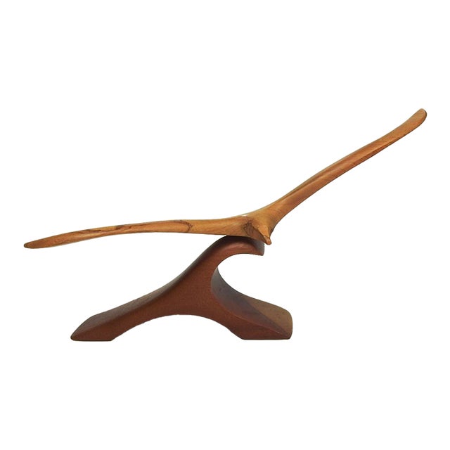 Mid 20th Century Hand Carved Wood Seagull Sculpture For Sale