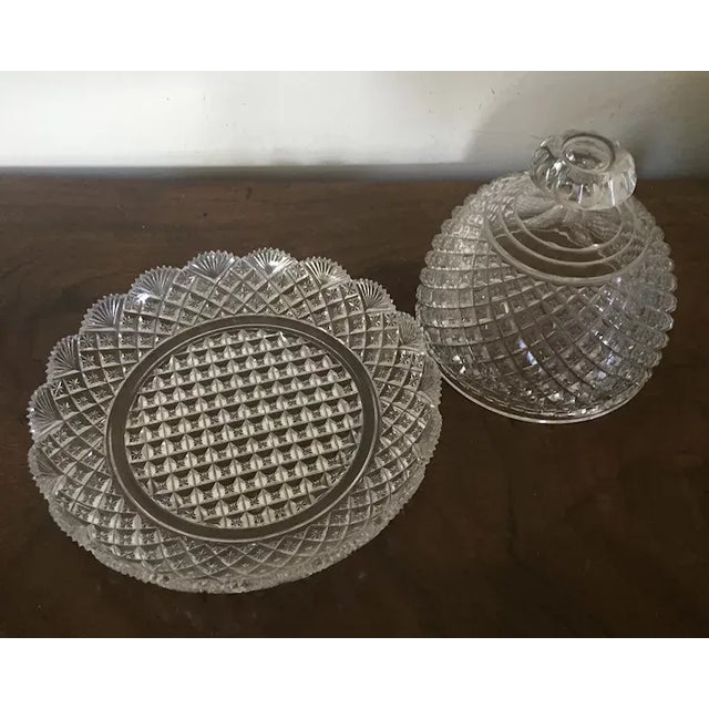 Antique 1890 American Glass Cut Crystal Cheese Dome & Tray For Sale - Image 10 of 12