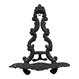 19th-Century Victorian-Style Ornate Cast Iron Tabletop Display Easel For Sale