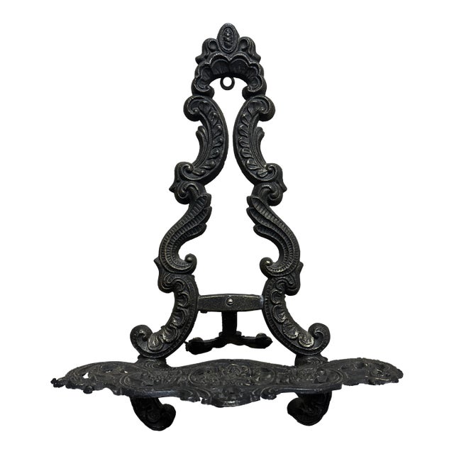 19th-Century Victorian-Style Ornate Cast Iron Tabletop Display Easel For Sale