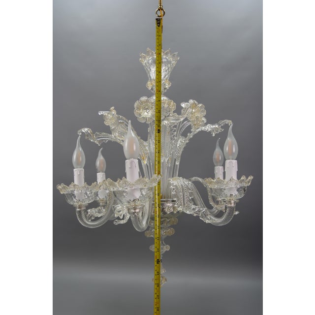 Venetian Murano Glass and Gold Dust Floral Chandelier, Italy, 1950s For Sale - Image 17 of 18