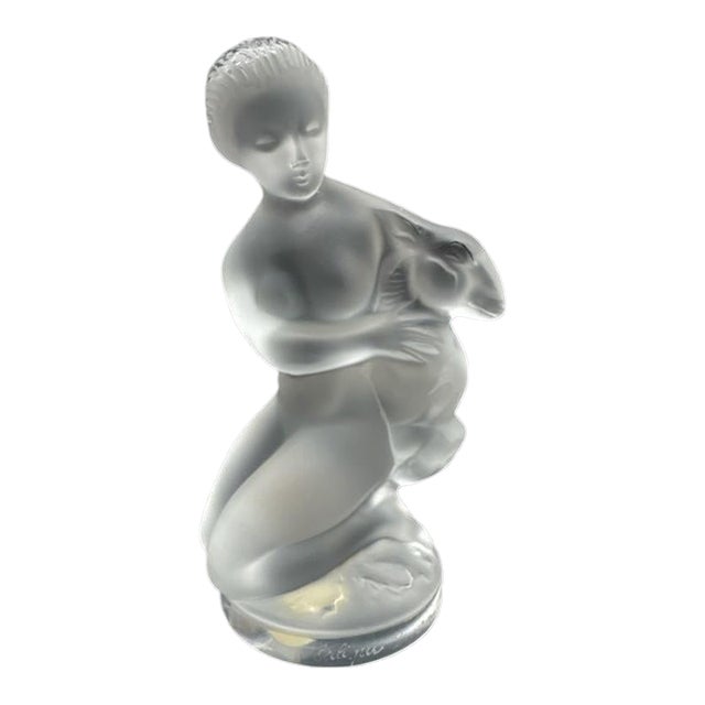 Late 20th Century Lalique France Diana Huntress Crystal Figurine-Art Deco-Mythology-Goddess-Statue For Sale