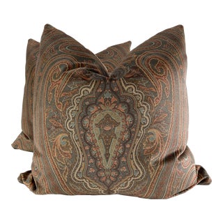 Ralph Lauren "Hampton Paisley Velvet" 22" Pillows-A Pair For Sale