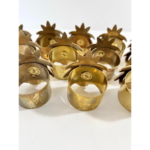 Vintage Heyco Brass Pineapple Napkin Rings – Set of 12 For Sale - Image 12 of 12