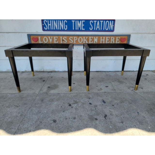 Gray 1980s Two Mid Century Modern Wood & Marble Side Tables. For Sale - Image 8 of 18