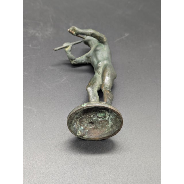 Italian Grand Tour Era Bronze Statuette: After "Young Faun With the Flute" For Sale - Image 10 of 10