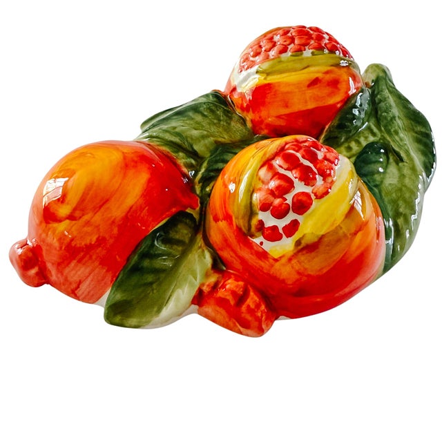 Vintage-Style Italian Majolica Pomegranate Wall Plaques by Bassano Del Grappa Ceramiche - Pair For Sale - Image 10 of 15