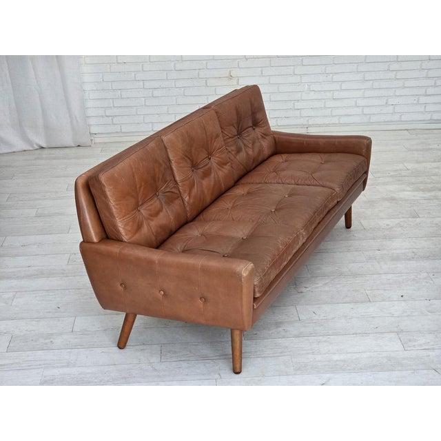 Danish 3-Seater Sofa in Brown Leather, 1970s For Sale - Image 12 of 18