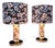 Large Brutalist Table Lamps in Velvet and Brass with Opulent Floral Decor, 1970s, Set of 2 For Sale