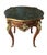 Exquisite antique Louis XV-Style center hall table with a banded green marble top with ornate ormolus. The veneer is a...