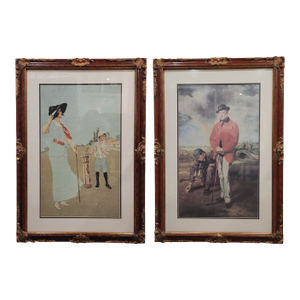 A Pair of Golf-Themed Prints Depicting Golfers Around the Turn of the Century