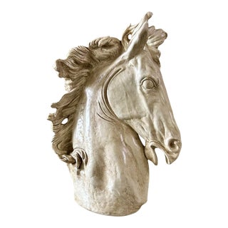 Mid-Century Modern Plaster Horse Head Bust, Stallion Sculpture For Sale