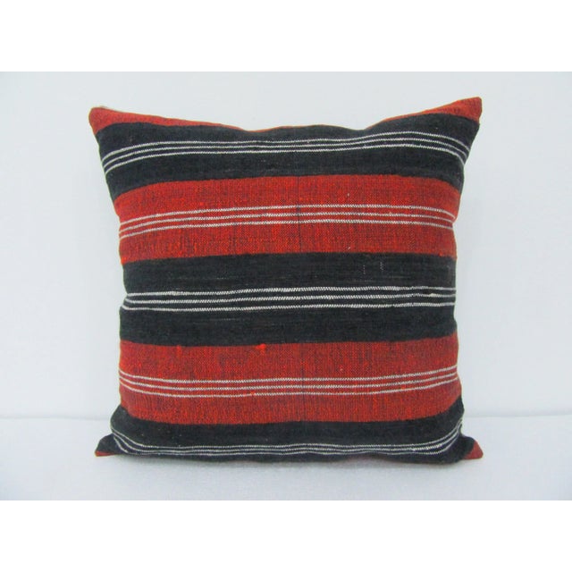 Turkish Striped Kilim Pillow For Sale - Image 4 of 4