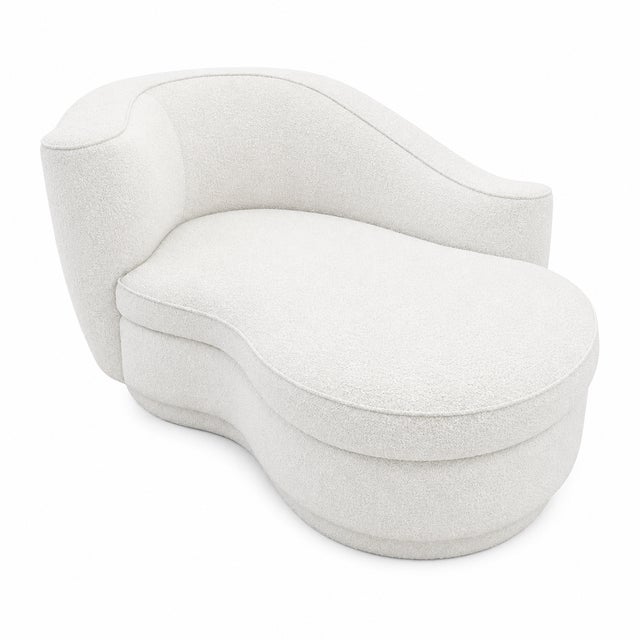 Vladimir Kagan Style Chaise Lounge Post Modern White Boucle For Sale In San Diego - Image 6 of 6