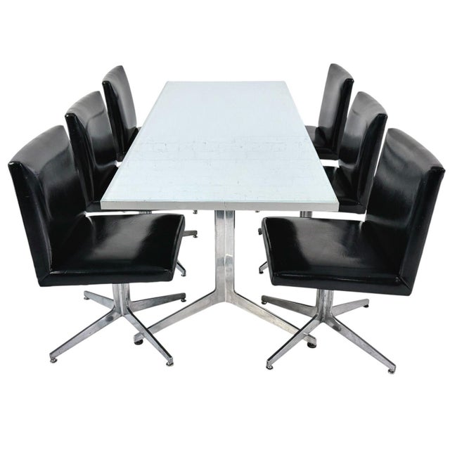 Set of 6 Ward Bennett Black and Aluminum Dining Chairs, 1960 For Sale In Chicago - Image 6 of 11