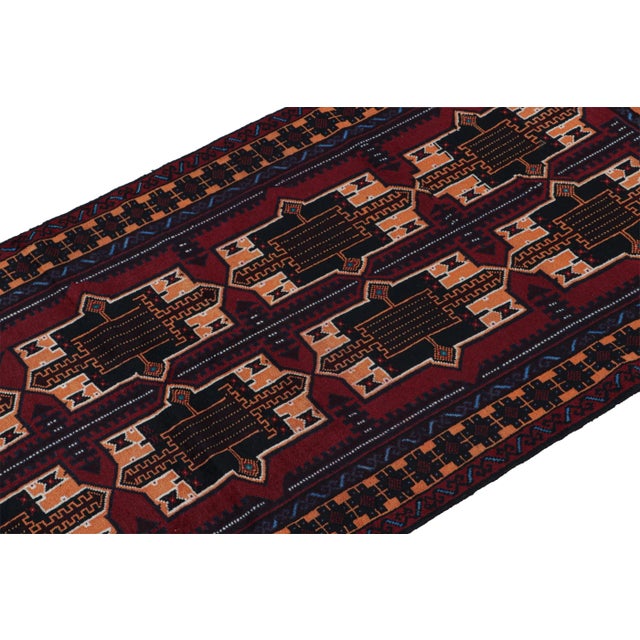 Hand knotted in wool and goat hair, this 3x6 Baluch runner represents a new line of tribal rugs in the Modern Classics...