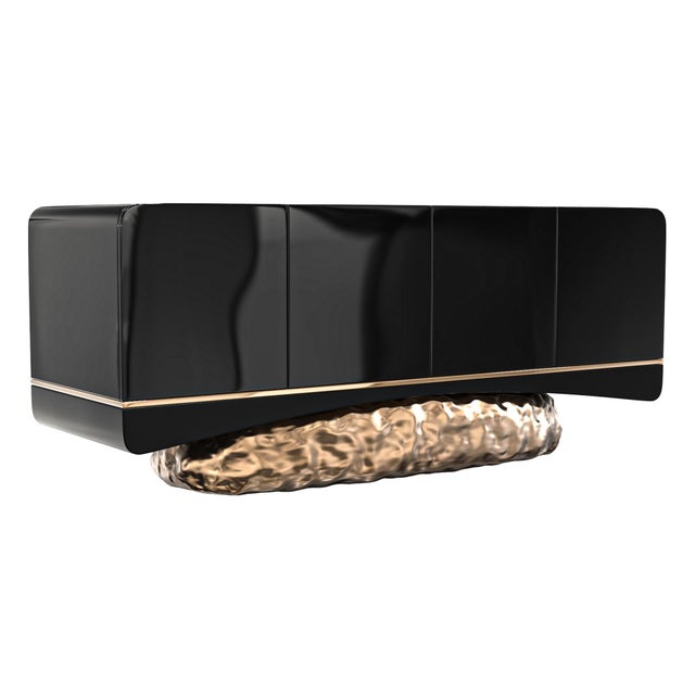 Not Yet Made - Made To Order "California" Credenza With Bronze and Stainless Steel, Handmade For Sale - Image 5 of 7