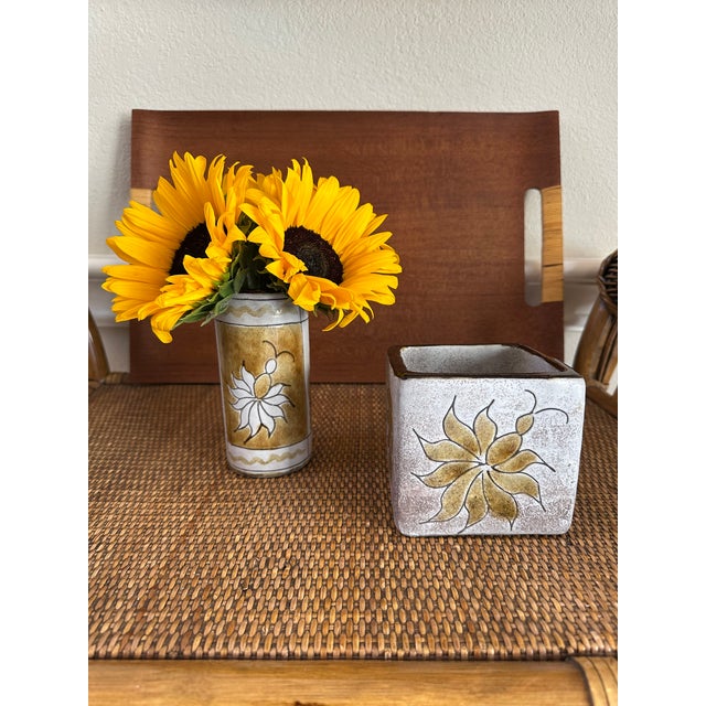 Vintage French Alain Maunier Vallauris Signed Mid-Century Ceramic Square Vase /Vessel For Sale - Image 12 of 13