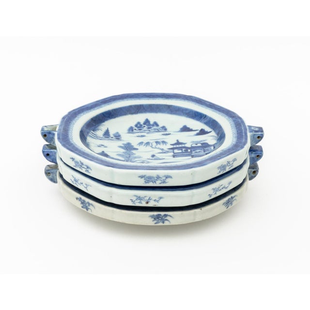 Blue Chinese Export Blue & White Warming Dishes, 3 For Sale - Image 8 of 9