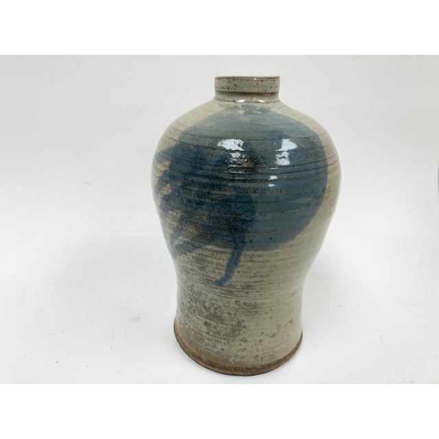 Mid-Century Modern Signed Glazed Pottery Vase in Asian Style Dated 1976 For Sale - Image 3 of 12
