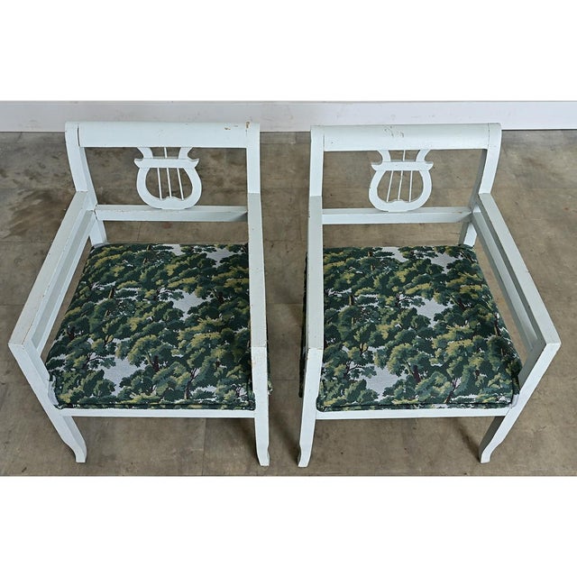 Green 19th Century Pair of Biedermeier Painted Armchairs in New Upholstery For Sale - Image 8 of 10
