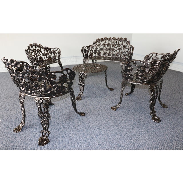 Circa 1950s — By J. F. Day & Co. Cast Iron Grapevine Garden Suite, 5 Pieces, Attributed For Sale - Image 11 of 13