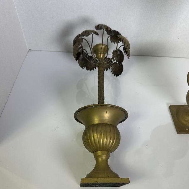 Pair of Vintage Palm Tree Candle Holders For Sale - Image 10 of 11