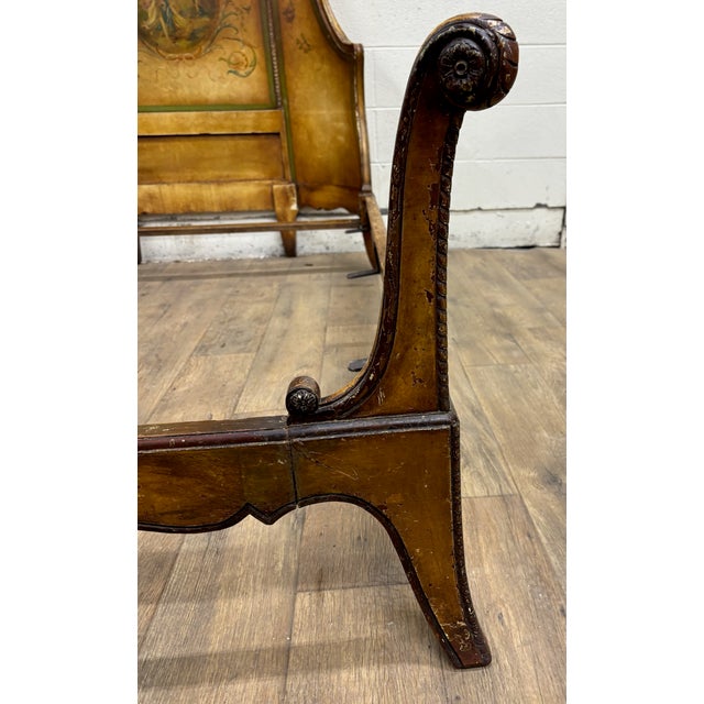 Antique Three Quarter Size French Louis XV Vernis Martin Style Bed For Sale - Image 11 of 14