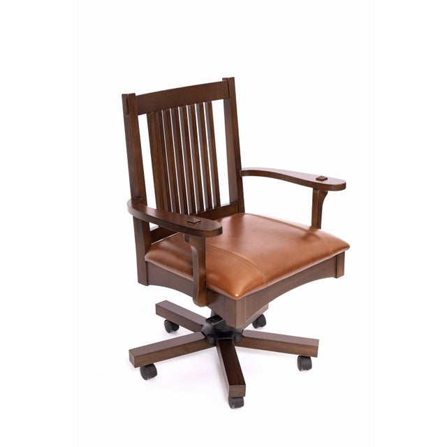 Arts and Crafts Mission Oak Office Chair - Walnut Stain For Sale - Image 12 of 18