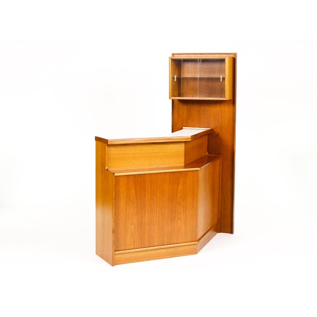 Mid-Century Modern 1960s Danish Modern Mid Century Teak Angular Dry Bar With Display Cabinet — Turnidge For Sale - Image 3 of 14
