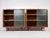 Mid-Century Modern Pair of Vintage Original Mid-Century Modern Walnut Finish All Wood Display Cabinets With Adjustable Shelves and Sliding Wire Glass Doors For Sale - Image 3 of 18