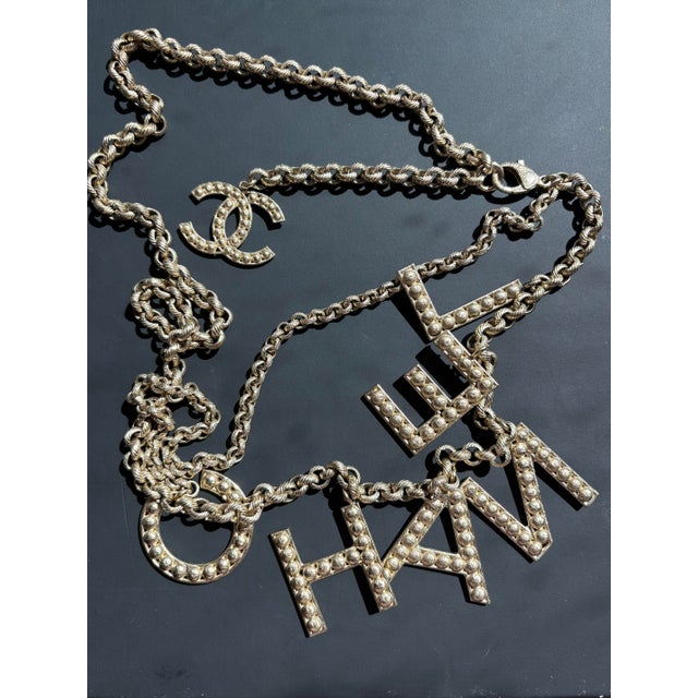 Vintage Lagerfeld Era Chanel Strass Crystal Logo Chain Belt Necklace Bag Jewelry For Sale - Image 16 of 16