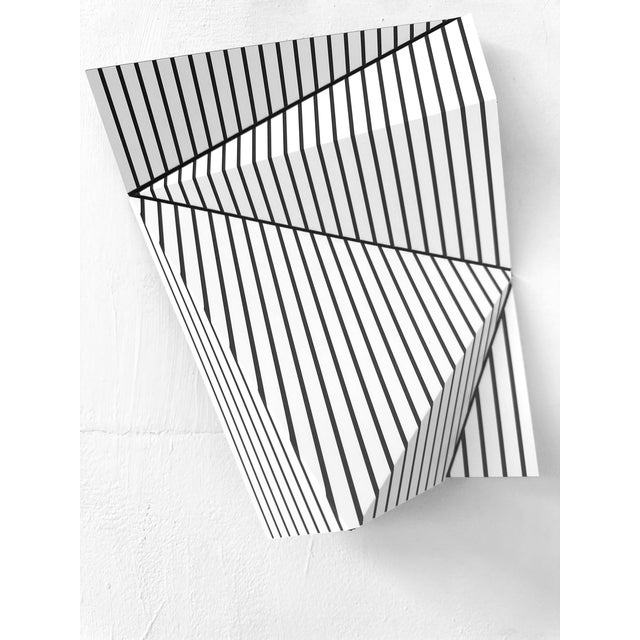 Contemporary Abstract Composite Folded and Etched Plastic "Wallreliefs Black and White 4" by Cristina Ghetti For Sale - Image 4 of 5