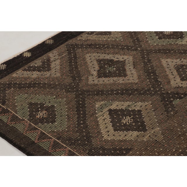 Vintage Turkish Kilim in Brown With Diamond Lattice Patterning - Rug & Kilim For Sale In New York - Image 6 of 10