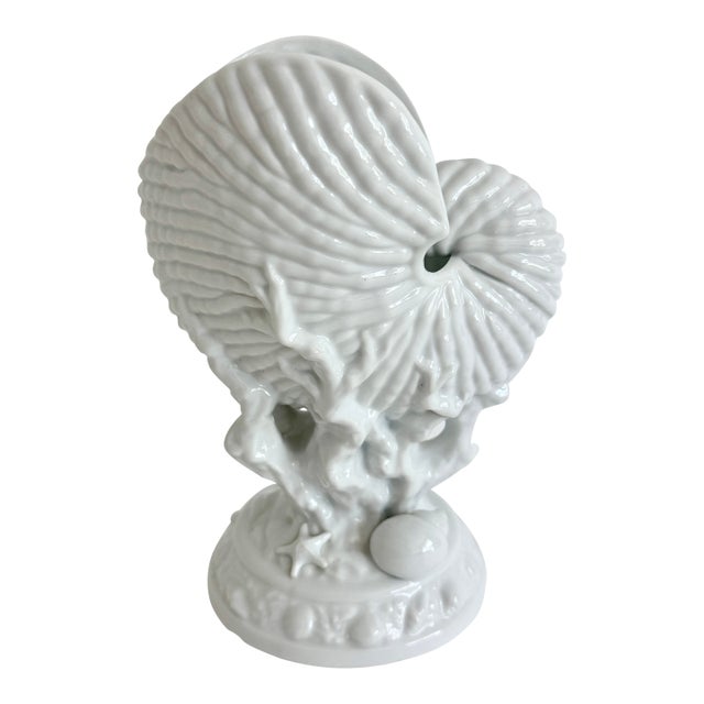 Porcelain Blanc De Chine Nautilus Shell Vase For Sale