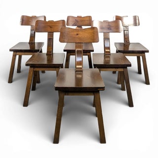 Brutalist Chairs in Elm, Set of 6 For Sale