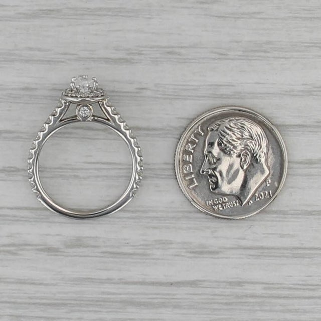 Silver 0.71ctw Pear Halo Dimond Engagement Ring 14k White Gold Size 3.5 Cathedral Band For Sale - Image 8 of 8