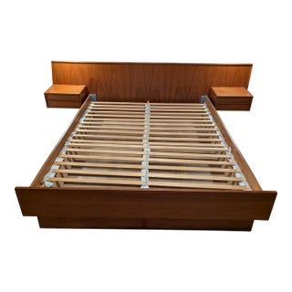 MCM Danish Teak Platform Queen Bed For Sale