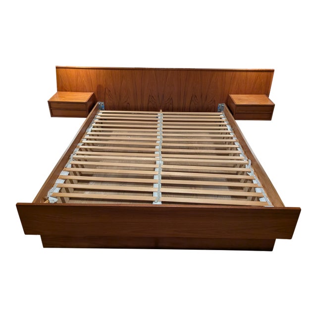 MCM Danish Teak Platform Queen Bed For Sale