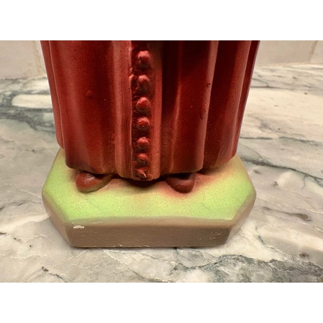 Vintage Columbia Statuary Religious Cardinal Icon Italian Chalkware Figurine For Sale - Image 12 of 12