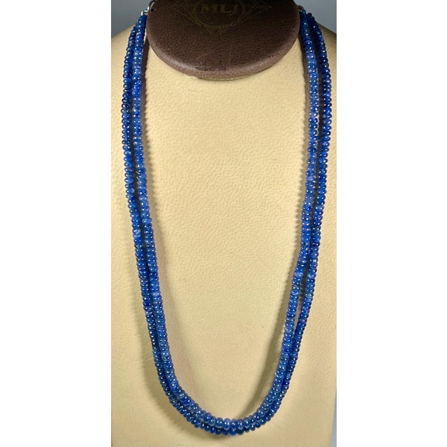 105 Carat Natural Sapphire Bead Two-Strand Necklace Sterling Silver Clasp For Sale - Image 4 of 18