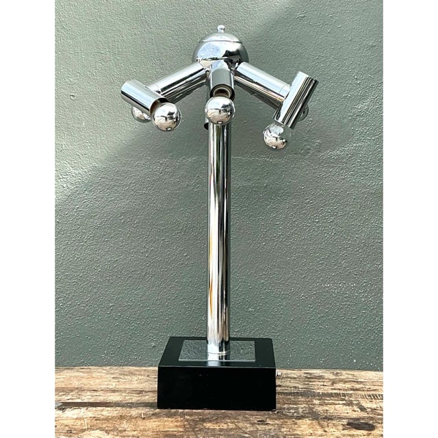 Vintage Modernist Chrome Table Lamp After Robert Sonneman For Sale - Image 12 of 12