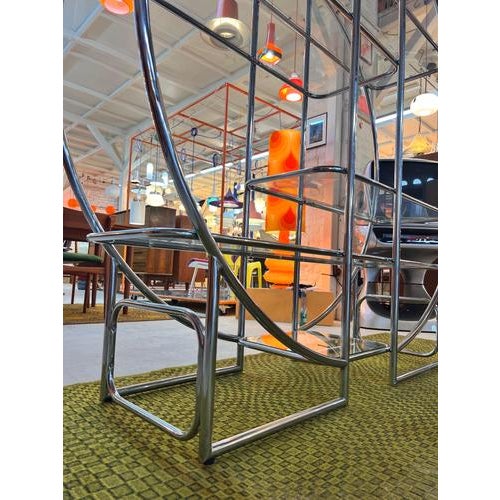 Round Room Divider in Chrome and Glass For Sale - Image 4 of 11