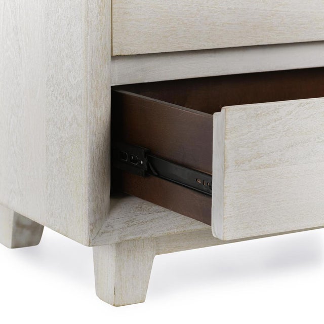 Wood Naia White Wash Modern Coastal Two-Drawer Nightstand For Sale - Image 7 of 7