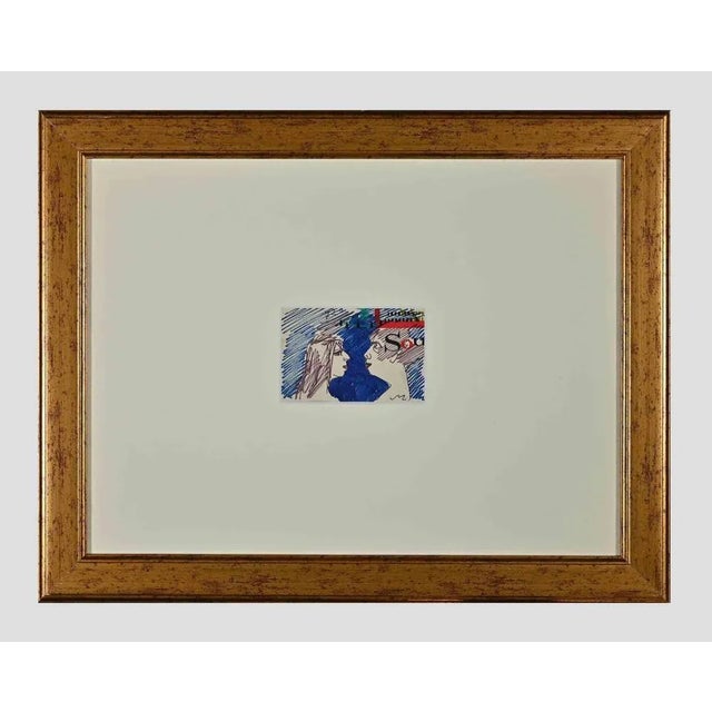 Women is an original artwork realized by Mino Maccari in the 1970s A mixed colored drawing realized with colored markers....