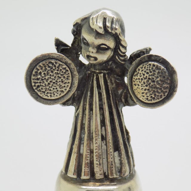 Silver Vintage Italian Silver Brandimarte Silversmith Angel with Instrument Bell, Florence, 1980s For Sale - Image 8 of 15
