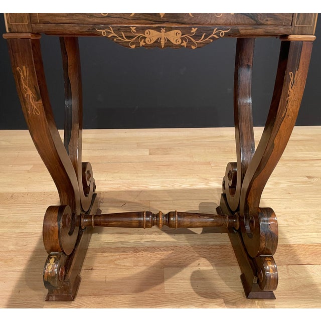 Late 19th Century Late 19th Century Rosewood Marquetry Work Table For Sale - Image 5 of 9