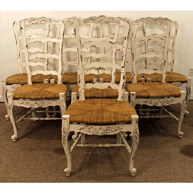 French Country Ladder Back Dining Chairs Set of 8 Chairish