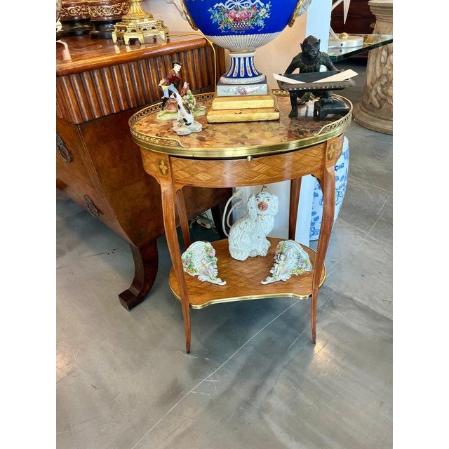 19th Century French Louis XV-Style Marquetry Side Table For Sale - Image 13 of 13
